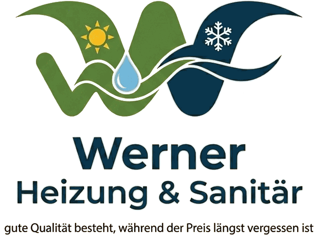 Logo Werner Heizung & Sanitär mit dem Leitsatz: gute Qualität besteht, während der Preis längst vergessen ist